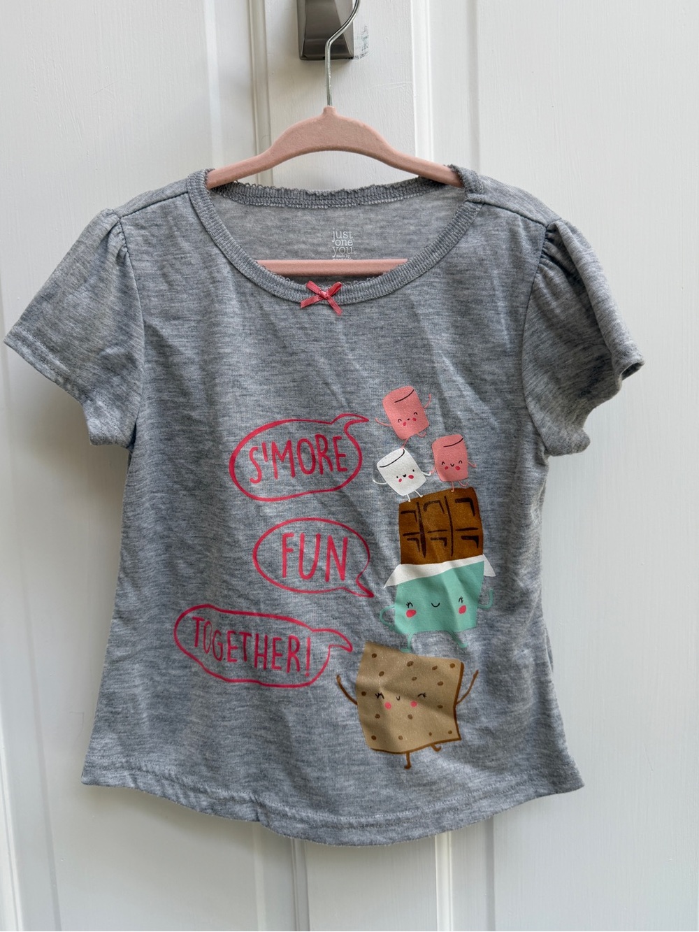Carter's 4T Girls Gray Short Sleeve Tee Shirt Top Blouse S'more Fun Together'